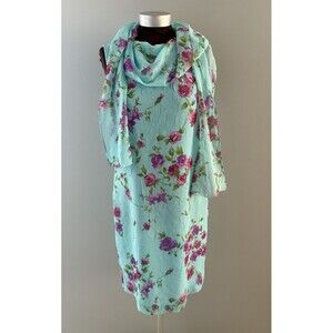 Vintage Barbara Lesser Y2K Dress M Blue Floral Fairy Cottagecore CuteGoth 90s*